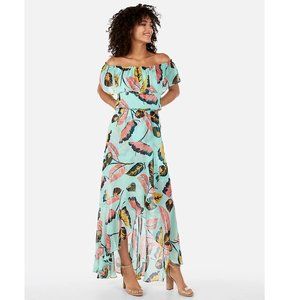 Express Tropical Off-Shoulder Maxi Dress, NWT, S
